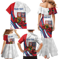 Personalized Czech Republic Family Matching Mermaid Dress and Hawaiian Shirt Pravda Vitezi With Rose