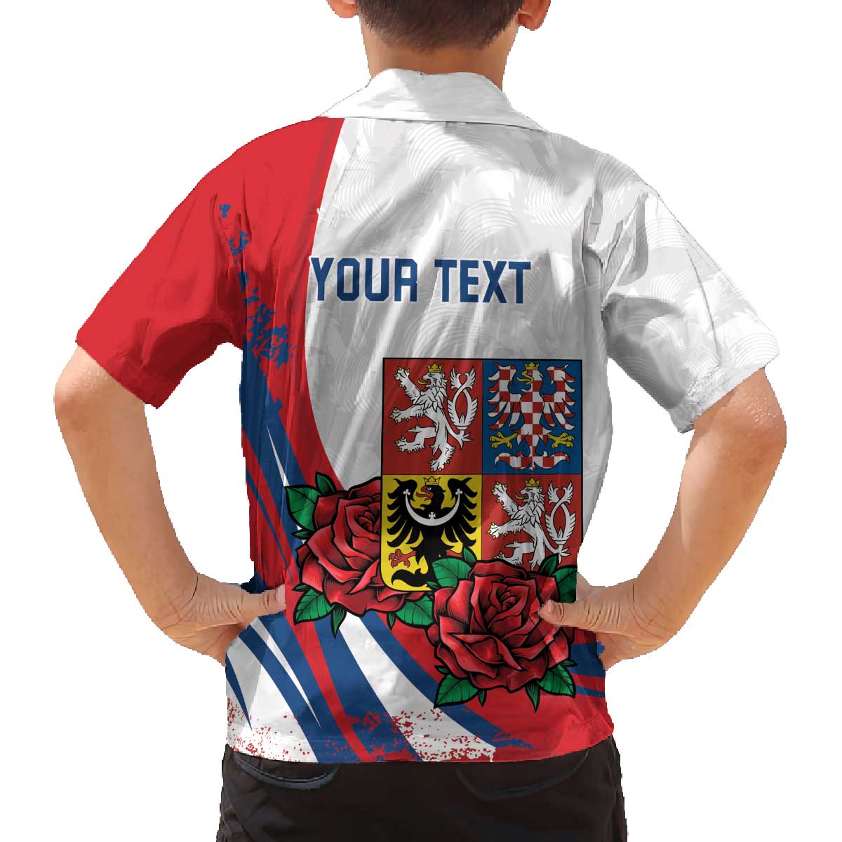 Personalized Czech Republic Family Matching Off The Shoulder Long Sleeve Dress and Hawaiian Shirt Pravda Vitezi With Rose