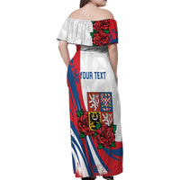 Personalized Czech Republic Family Matching Off Shoulder Maxi Dress and Hawaiian Shirt Pravda Vitezi With Rose