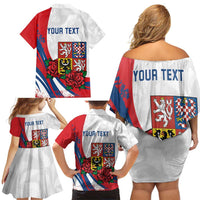 Personalized Czech Republic Family Matching Off Shoulder Short Dress and Hawaiian Shirt Pravda Vitezi With Rose