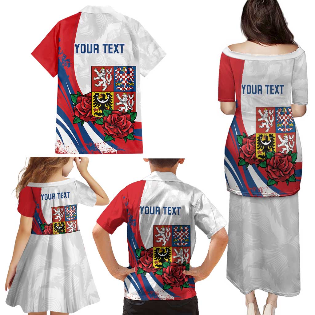 Personalized Czech Republic Family Matching Puletasi and Hawaiian Shirt Pravda Vitezi With Rose