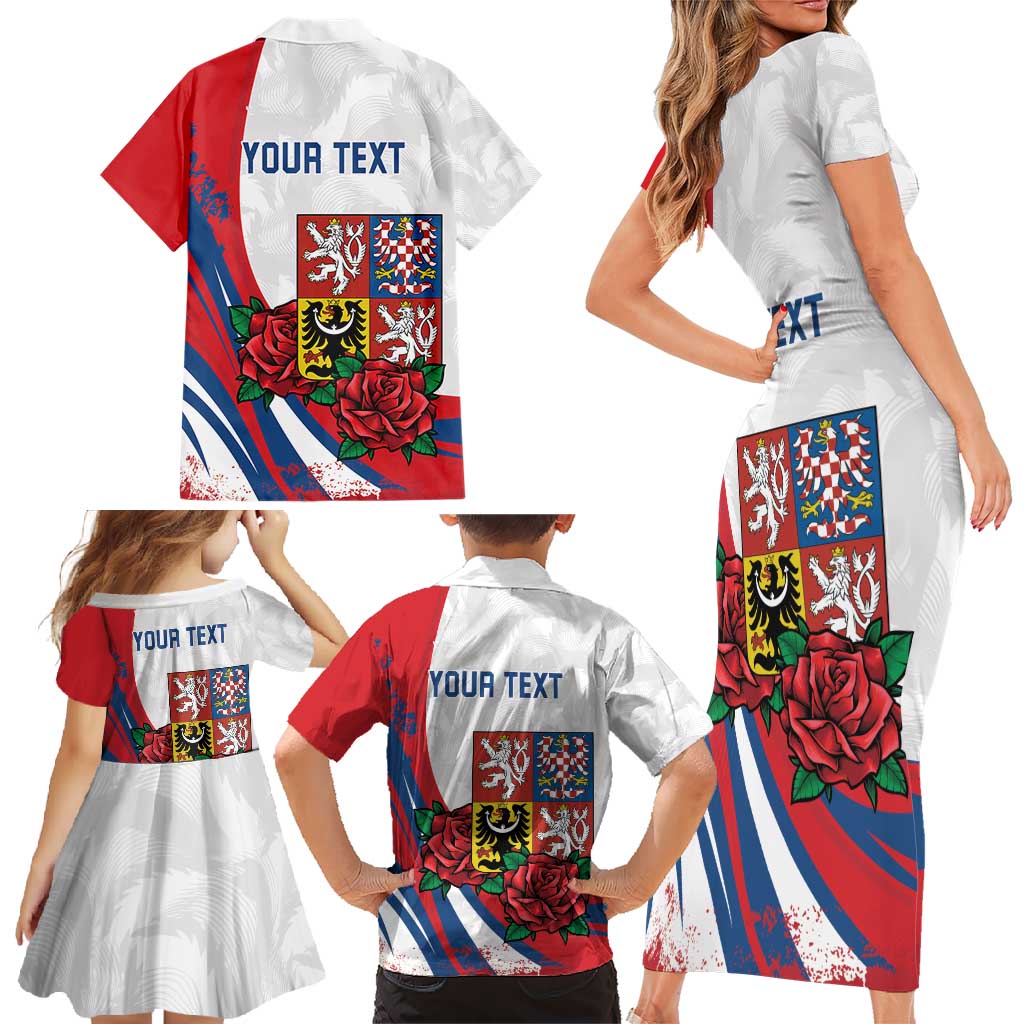 Personalized Czech Republic Family Matching Short Sleeve Bodycon Dress and Hawaiian Shirt Pravda Vitezi With Rose