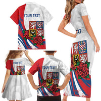 Personalized Czech Republic Family Matching Short Sleeve Bodycon Dress and Hawaiian Shirt Pravda Vitezi With Rose