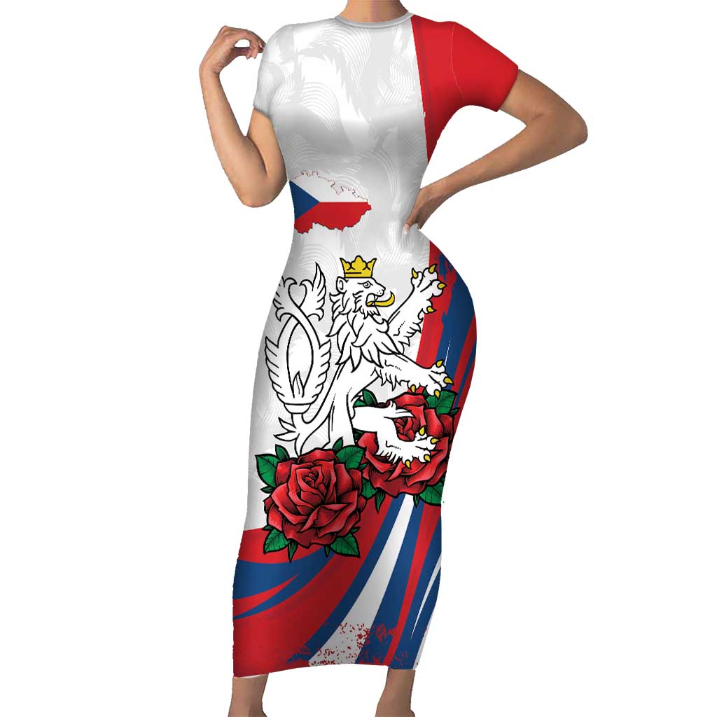 Personalized Czech Republic Family Matching Short Sleeve Bodycon Dress and Hawaiian Shirt Pravda Vitezi With Rose