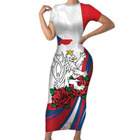 Personalized Czech Republic Family Matching Short Sleeve Bodycon Dress and Hawaiian Shirt Pravda Vitezi With Rose