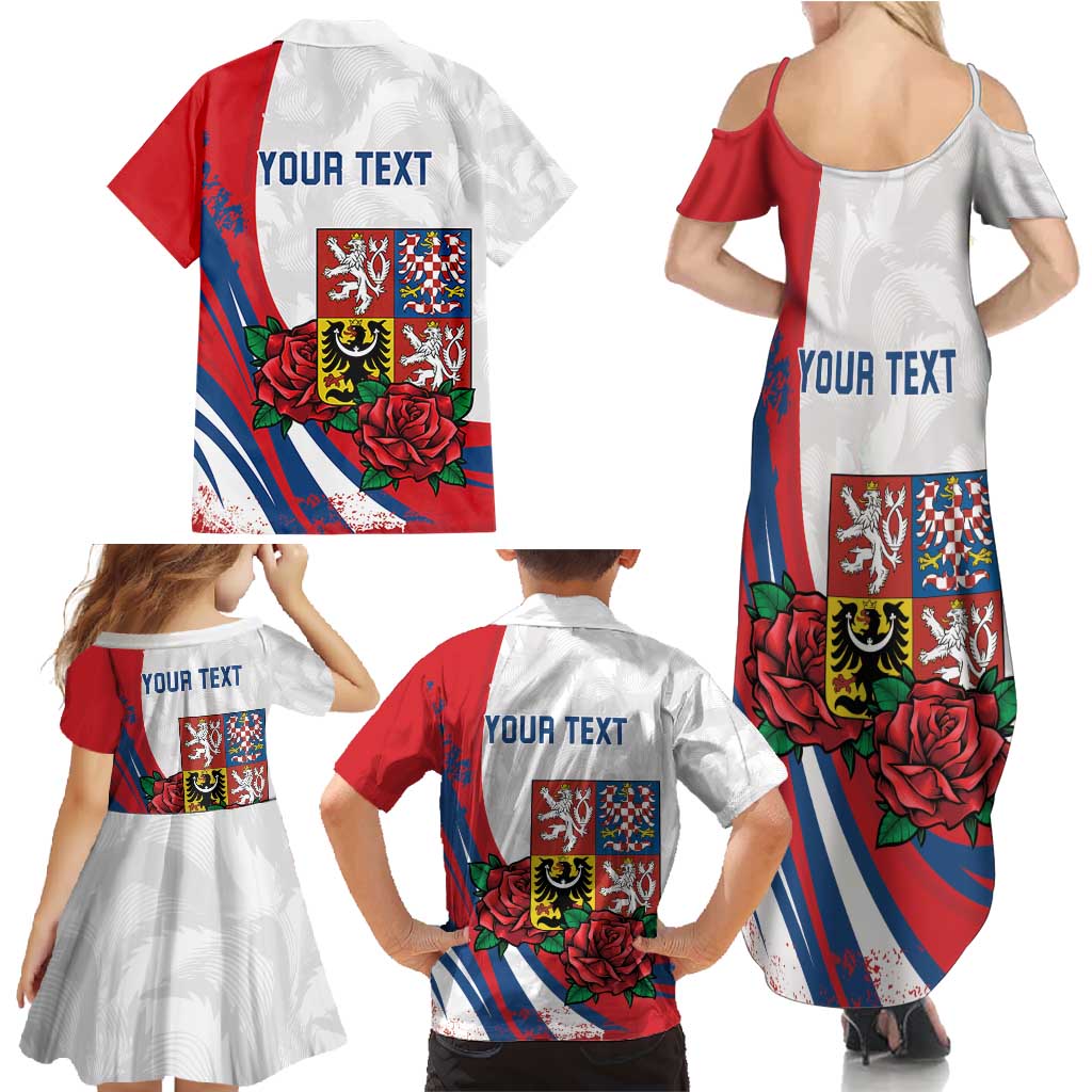 Personalized Czech Republic Family Matching Summer Maxi Dress and Hawaiian Shirt Pravda Vitezi With Rose