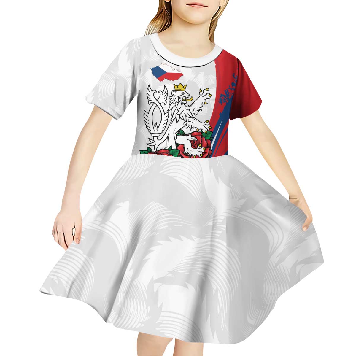 Personalized Czech Republic Kid Short Sleeve Dress Pravda Vitezi With Rose