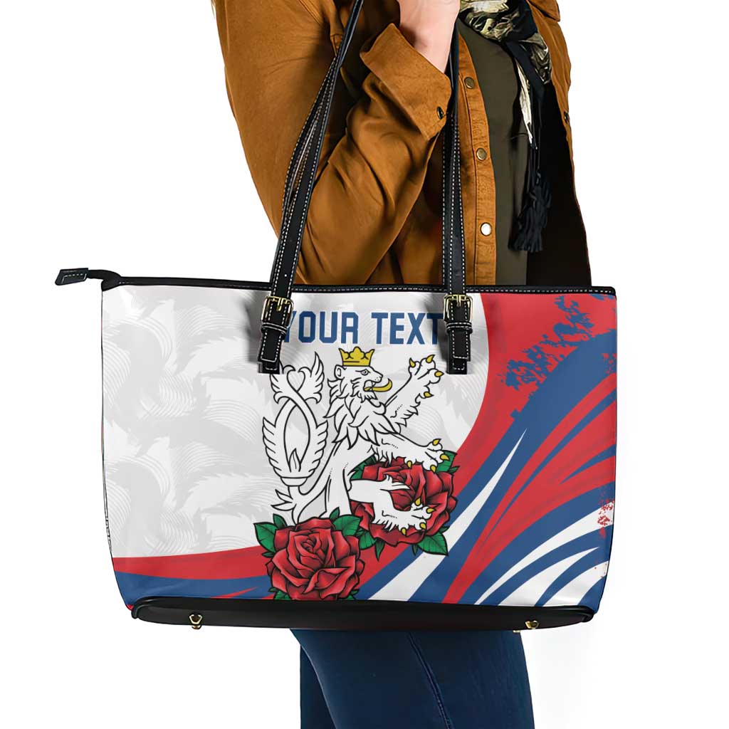Personalized Czech Republic Leather Tote Bag Pravda Vitezi With Rose