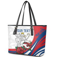 Personalized Czech Republic Leather Tote Bag Pravda Vitezi With Rose
