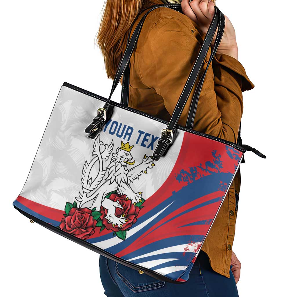 Personalized Czech Republic Leather Tote Bag Pravda Vitezi With Rose
