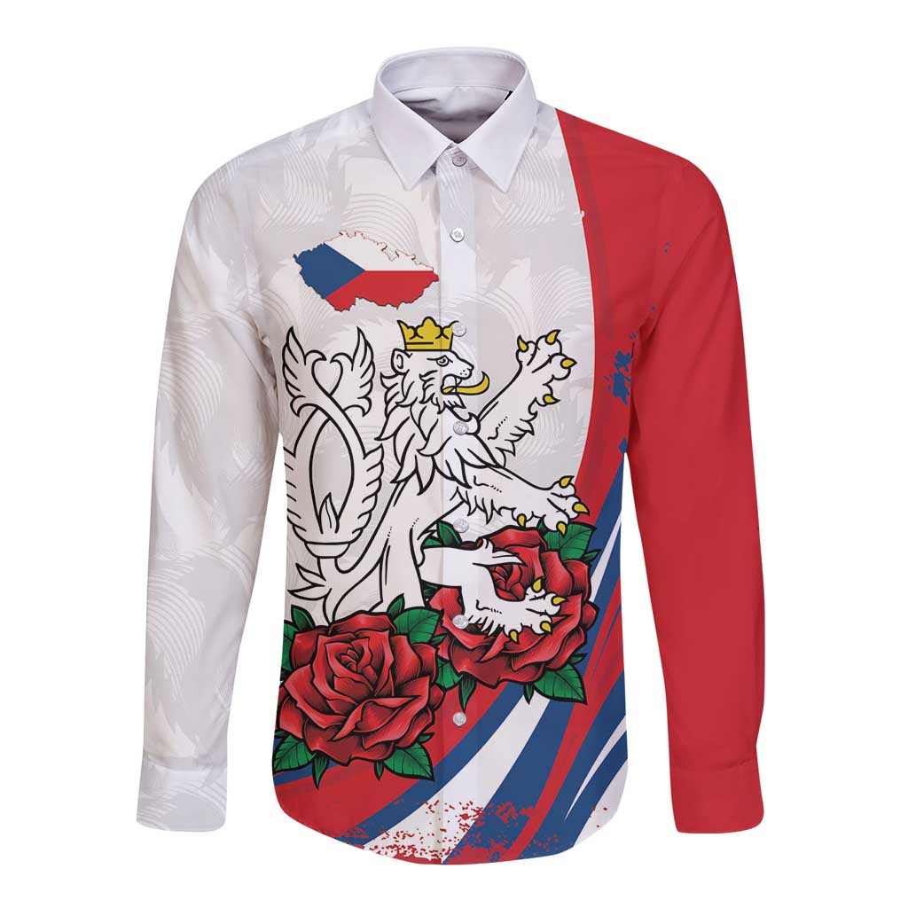 Personalized Czech Republic Long Sleeve Button Shirt Pravda Vitezi With Rose