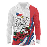 Personalized Czech Republic Long Sleeve Polo Shirt Pravda Vitezi With Rose