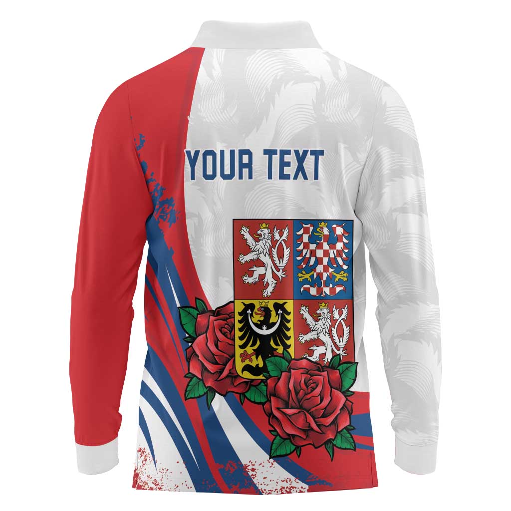 Personalized Czech Republic Long Sleeve Polo Shirt Pravda Vitezi With Rose