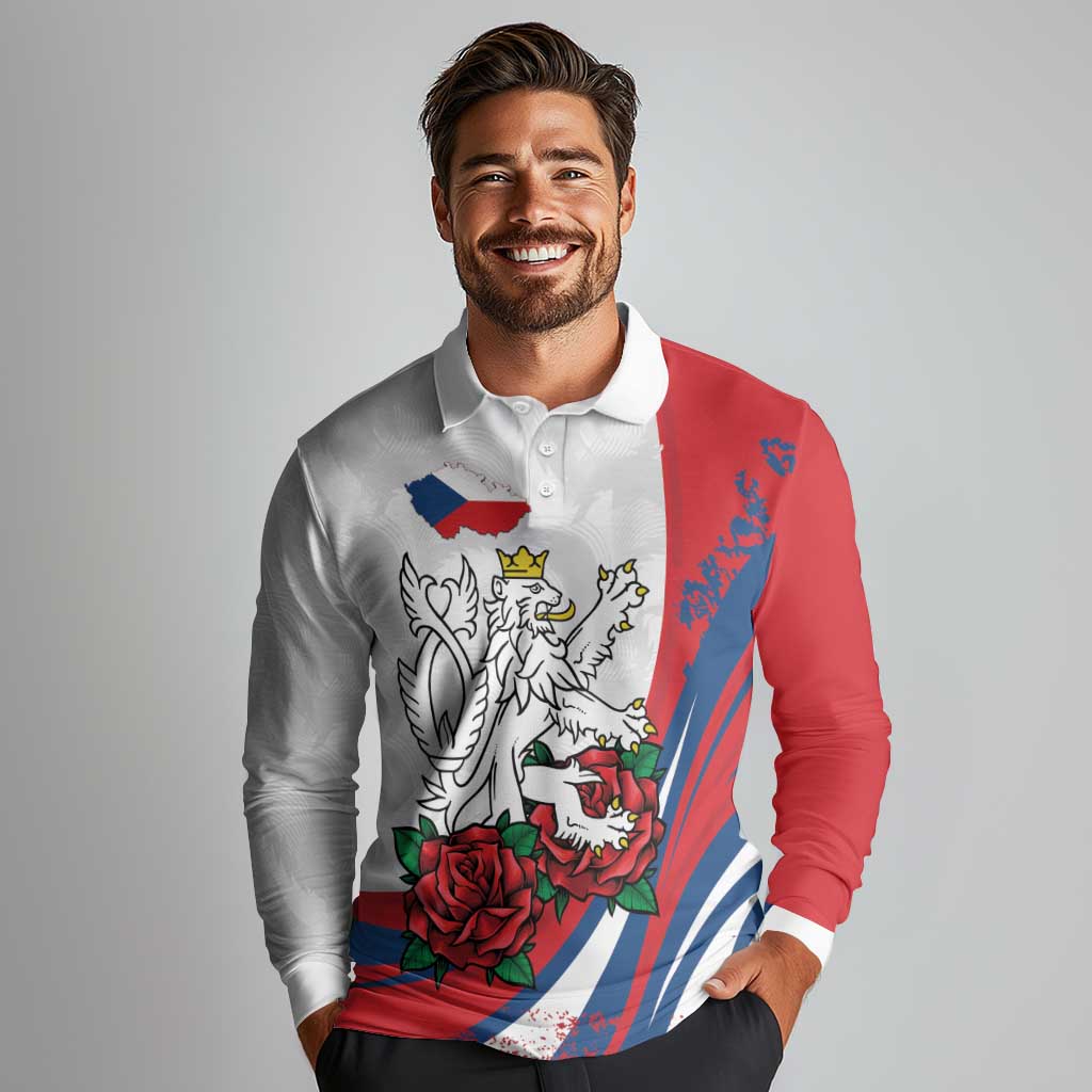 Personalized Czech Republic Long Sleeve Polo Shirt Pravda Vitezi With Rose