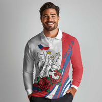 Personalized Czech Republic Long Sleeve Polo Shirt Pravda Vitezi With Rose