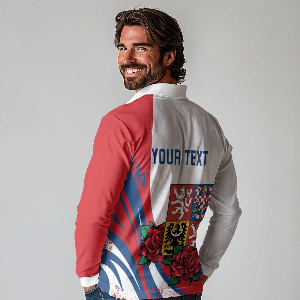 Personalized Czech Republic Long Sleeve Polo Shirt Pravda Vitezi With Rose