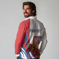 Personalized Czech Republic Long Sleeve Polo Shirt Pravda Vitezi With Rose