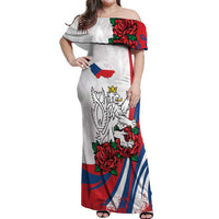 Personalized Czech Republic Off Shoulder Maxi Dress Pravda Vitezi With Rose