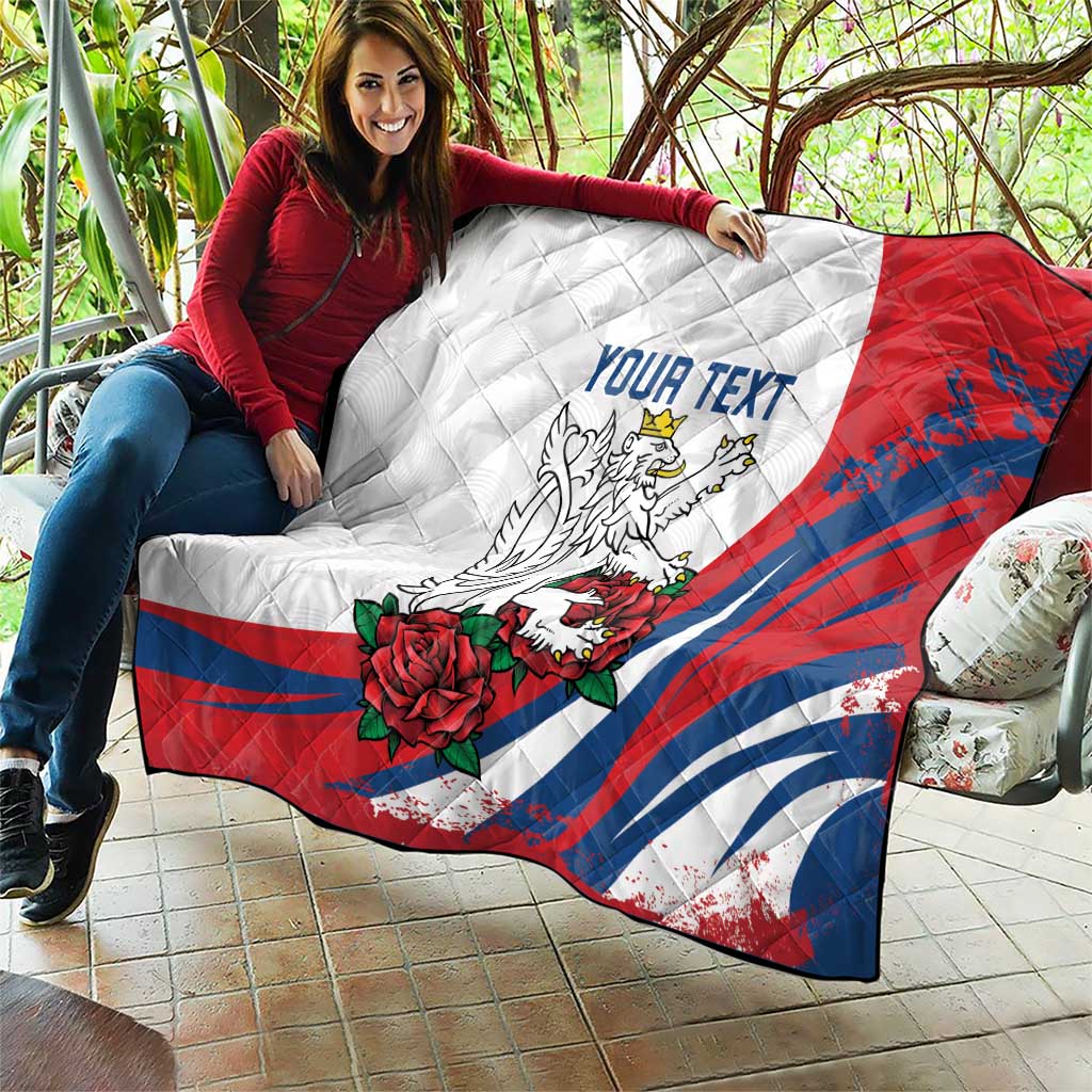 Personalized Czech Republic Quilt Pravda Vitezi With Rose