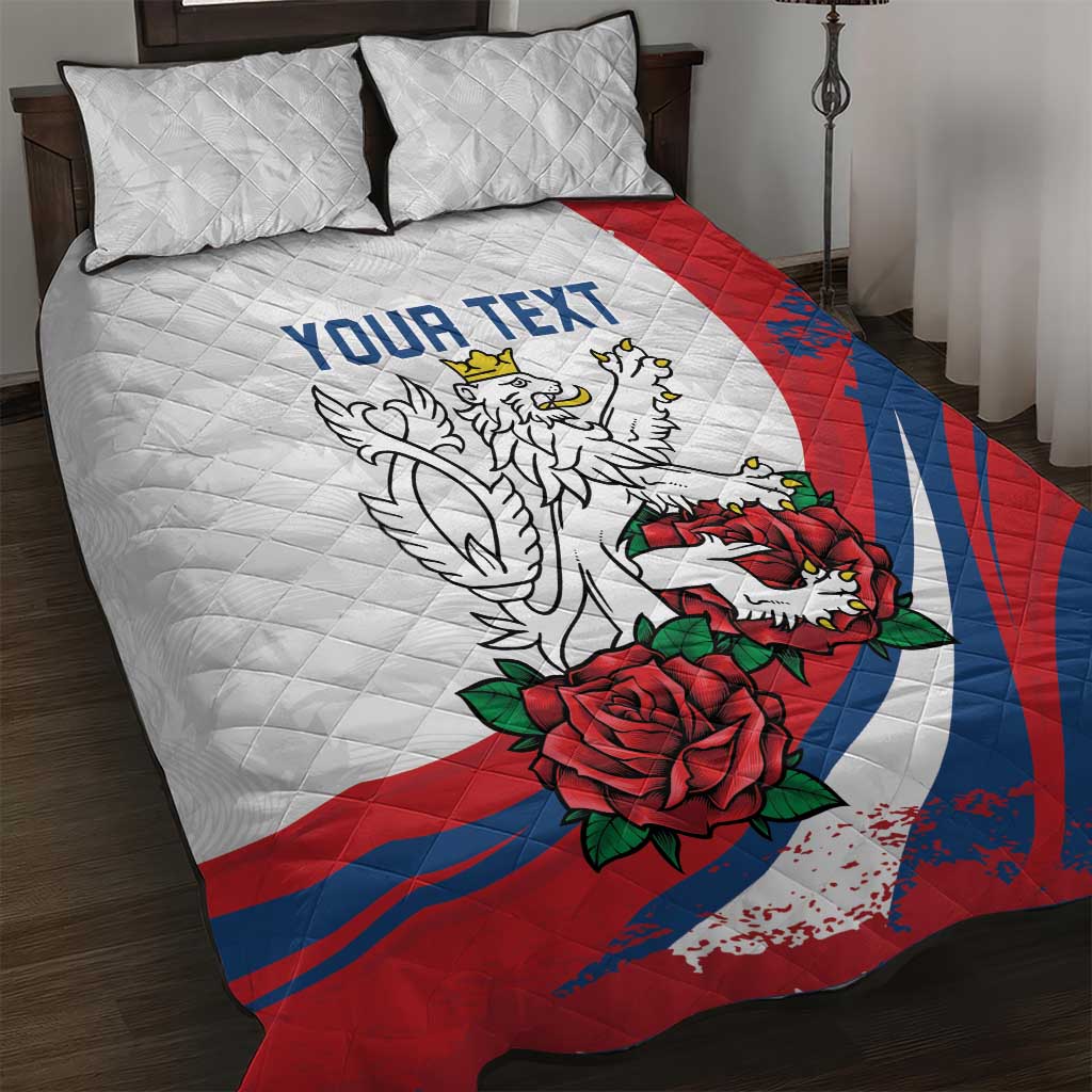 Personalized Czech Republic Quilt Bed Set Pravda Vitezi With Rose