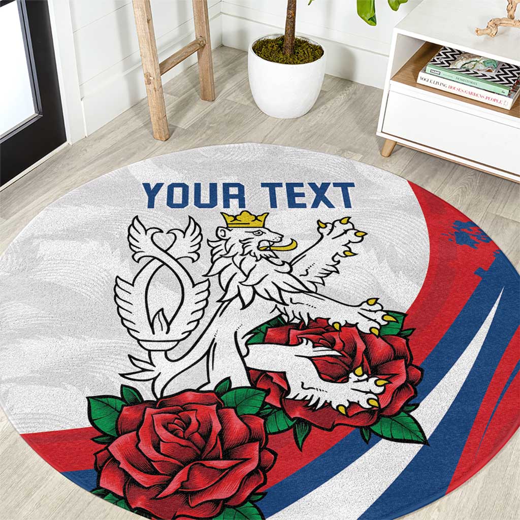 Personalized Czech Republic Round Carpet Pravda Vitezi With Rose