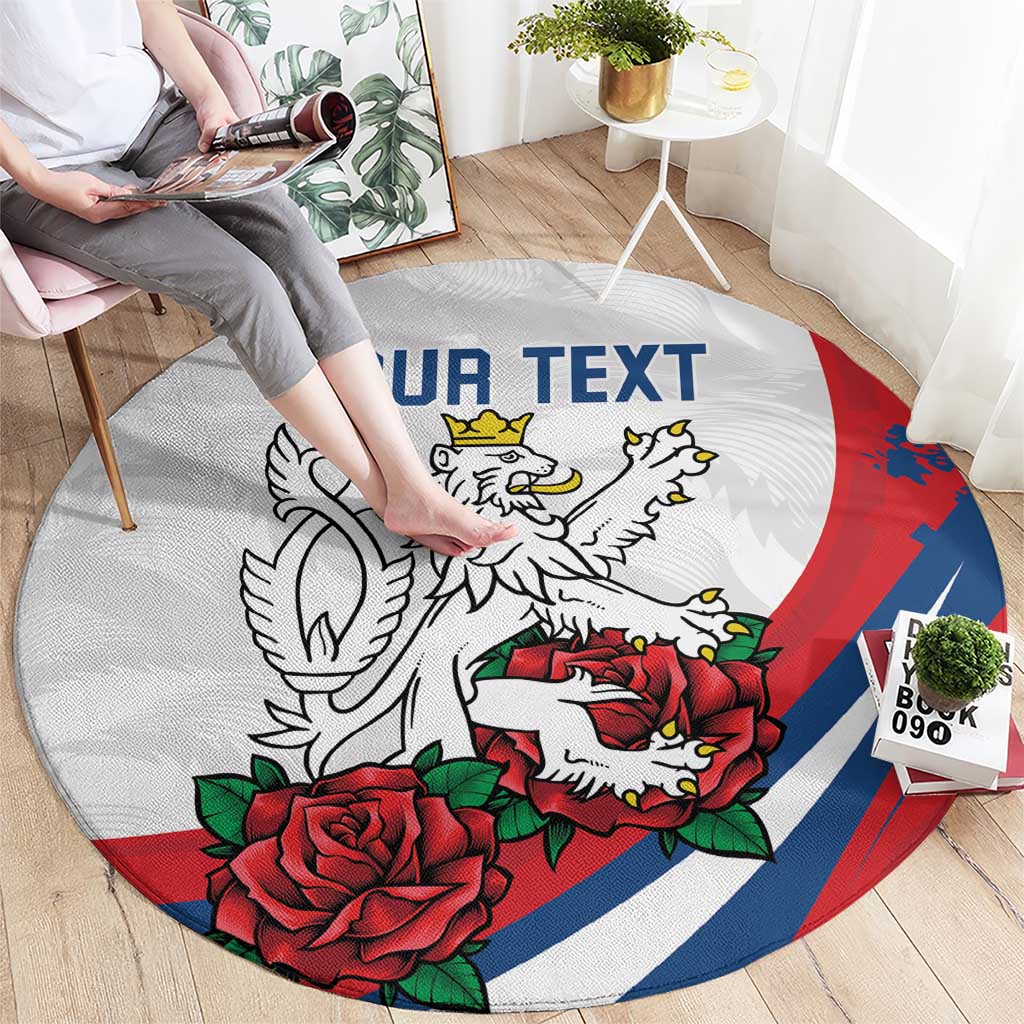 Personalized Czech Republic Round Carpet Pravda Vitezi With Rose