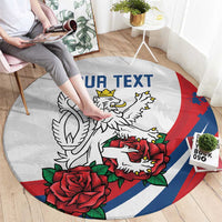Personalized Czech Republic Round Carpet Pravda Vitezi With Rose