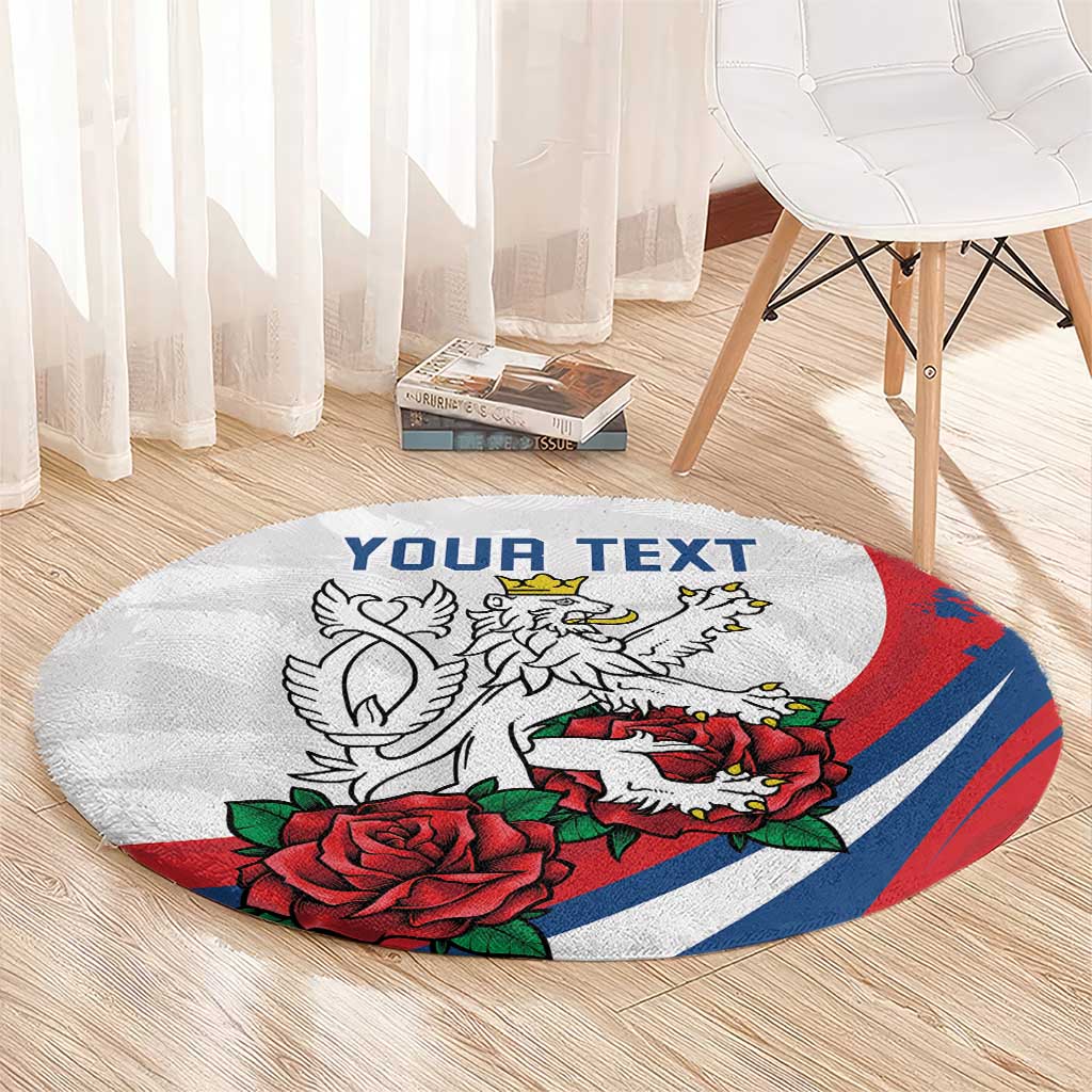Personalized Czech Republic Round Carpet Pravda Vitezi With Rose