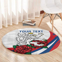 Personalized Czech Republic Round Carpet Pravda Vitezi With Rose
