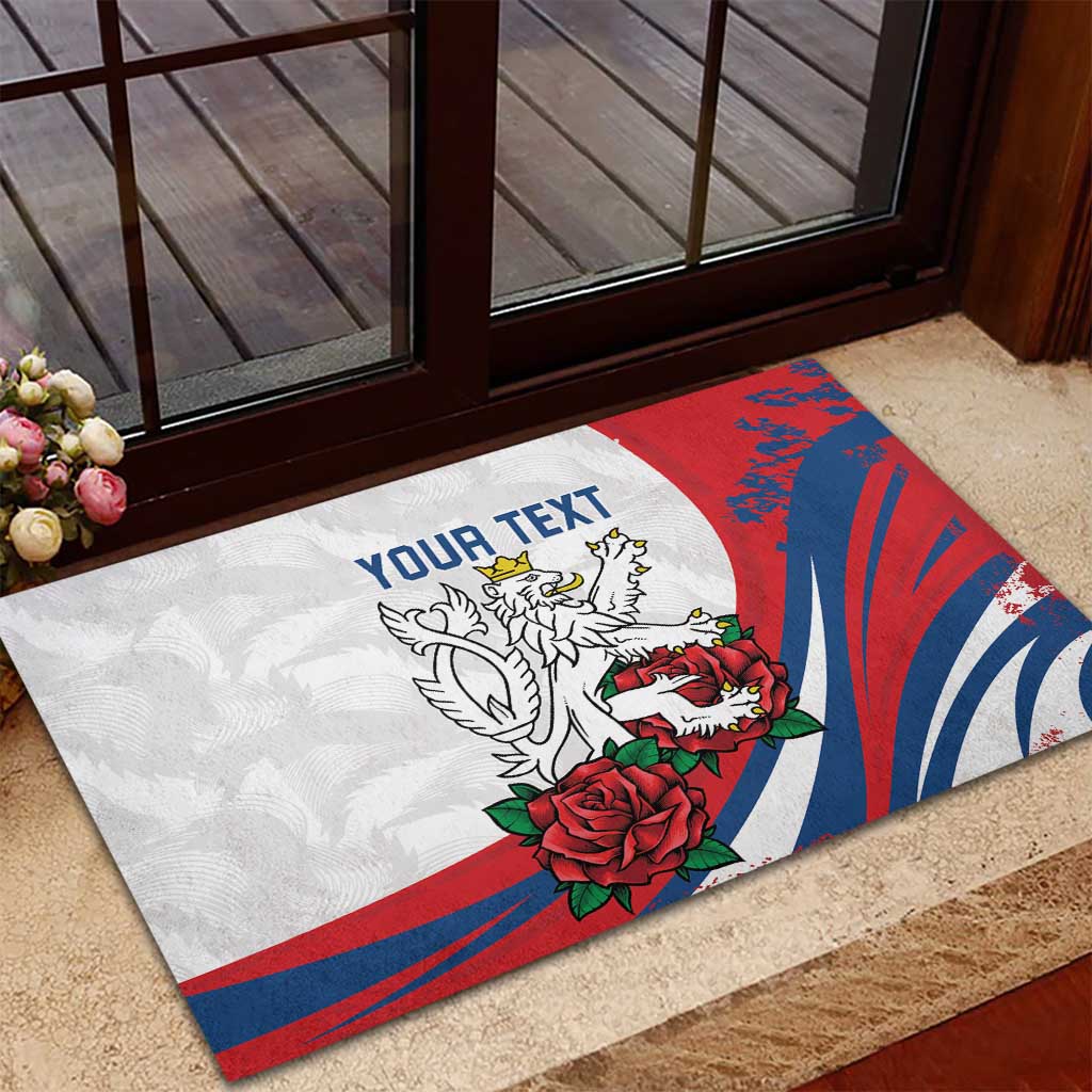 Personalized Czech Republic Rubber Doormat Pravda Vitezi With Rose