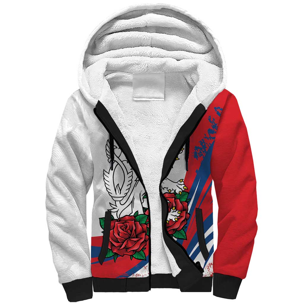 Personalized Czech Republic Sherpa Hoodie Pravda Vitezi With Rose