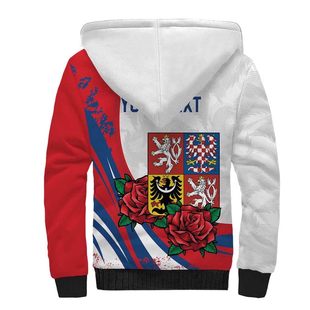 Personalized Czech Republic Sherpa Hoodie Pravda Vitezi With Rose