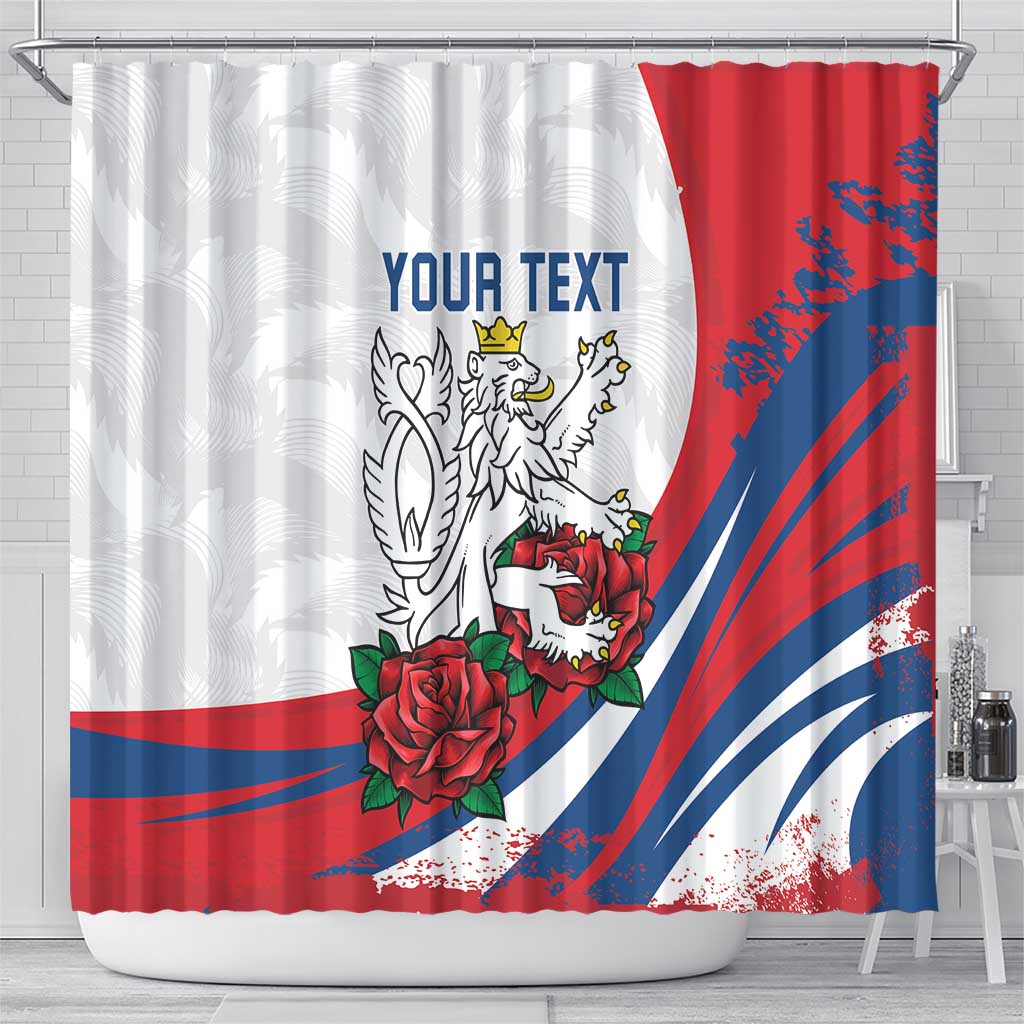 Personalized Czech Republic Shower Curtain Pravda Vitezi With Rose