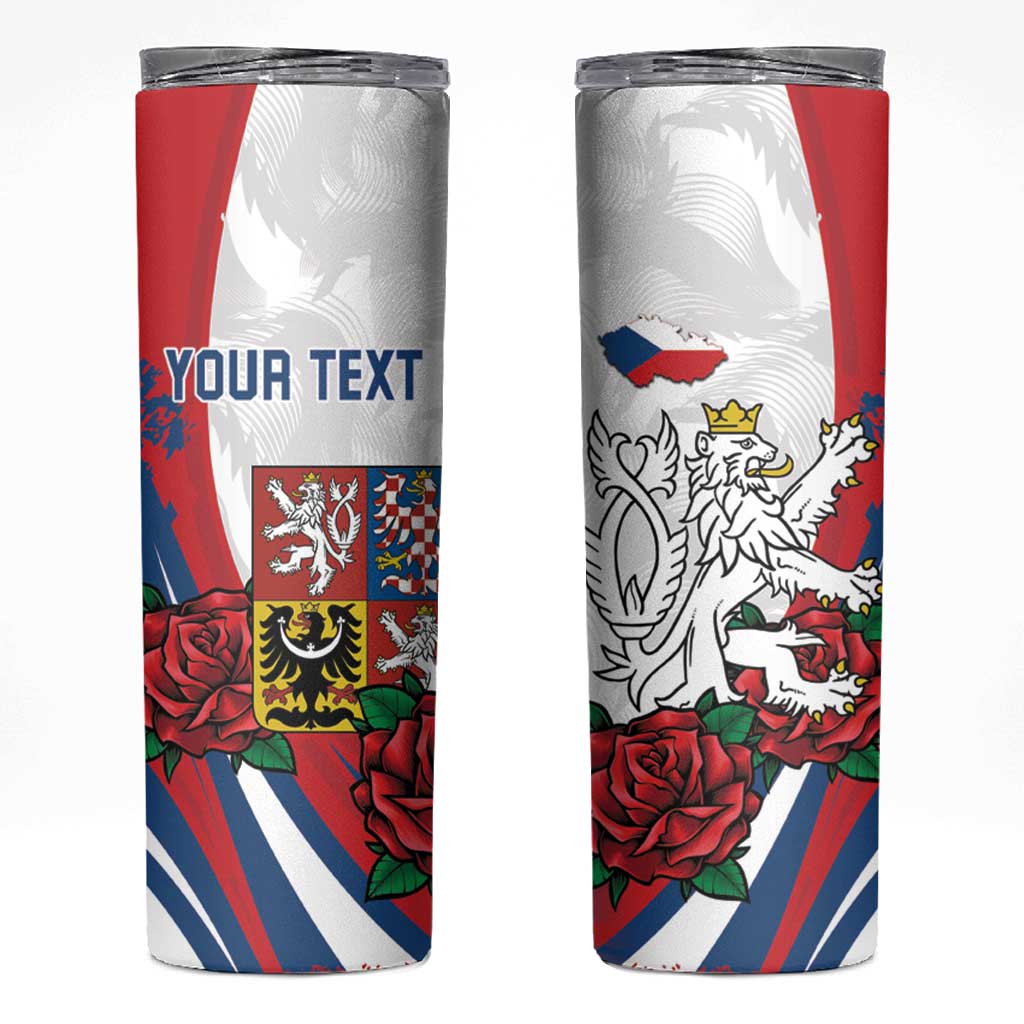 Personalized Czech Republic Skinny Tumbler Pravda Vitezi With Rose