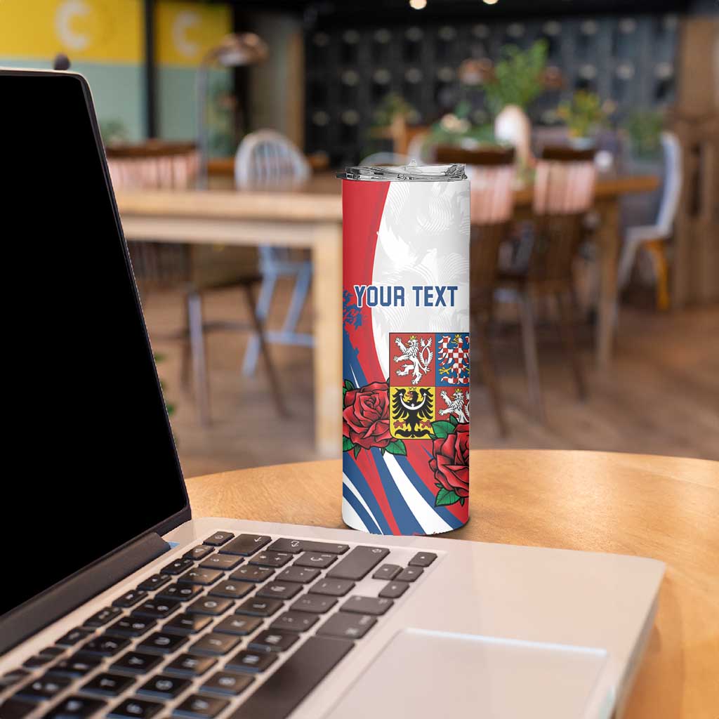 Personalized Czech Republic Skinny Tumbler Pravda Vitezi With Rose