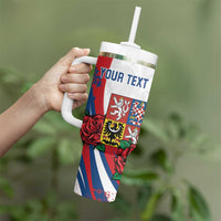 Personalized Czech Republic Tumbler With Handle Pravda Vitezi With Rose