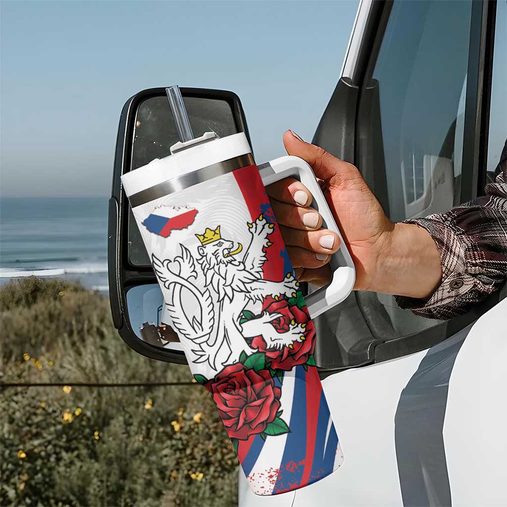 Personalized Czech Republic Tumbler With Handle Pravda Vitezi With Rose