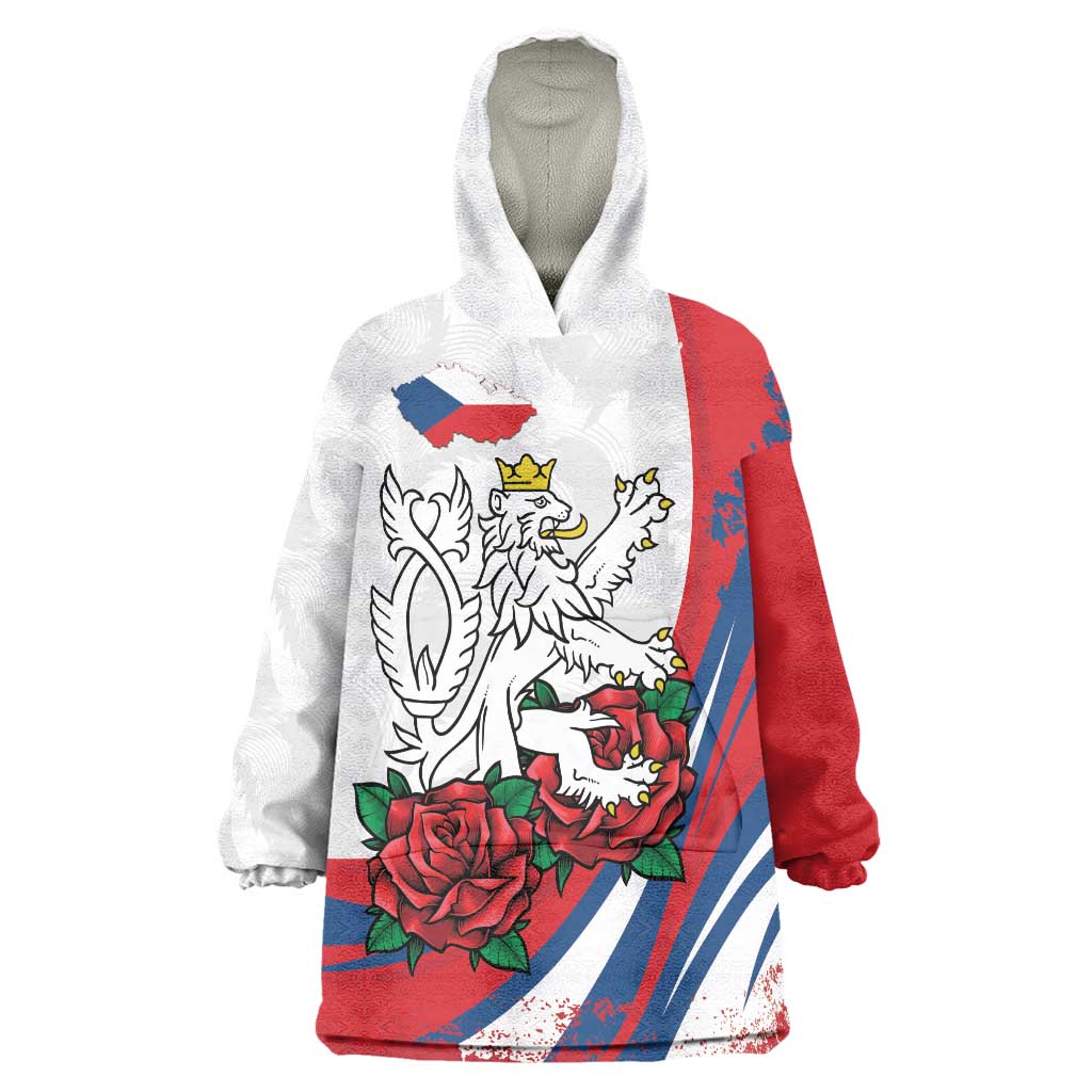 Personalized Czech Republic Wearable Blanket Hoodie Pravda Vitezi With Rose