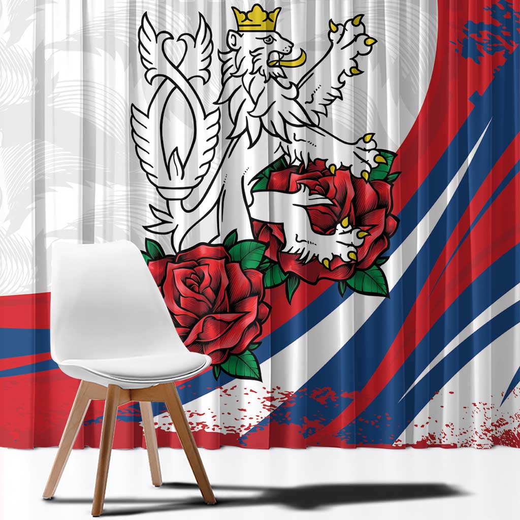 Personalized Czech Republic Window Curtain Pravda Vitezi With Rose