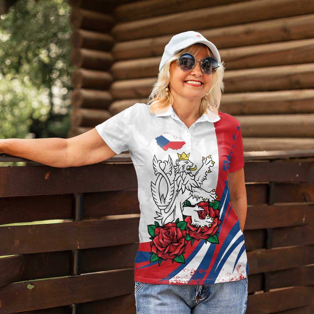 Personalized Czech Republic Women Polo Shirt Pravda Vitezi With Rose