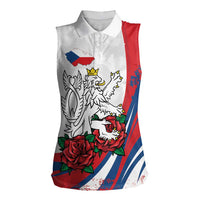 Personalized Czech Republic Women Sleeveless Polo Shirt Pravda Vitezi With Rose