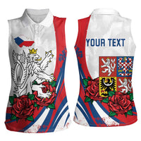 Personalized Czech Republic Women Sleeveless Polo Shirt Pravda Vitezi With Rose