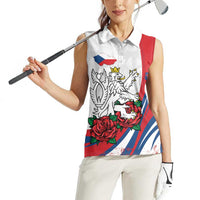 Personalized Czech Republic Women Sleeveless Polo Shirt Pravda Vitezi With Rose