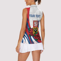 Personalized Czech Republic Women Sleeveless Polo Shirt Pravda Vitezi With Rose