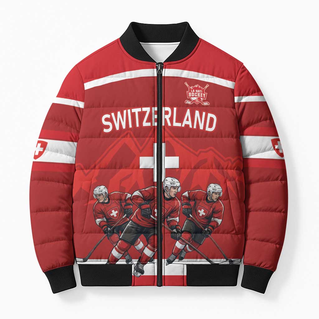 Custom Switzerland Ice Hockey Bomber Puffer Jacket La Nati World Glory