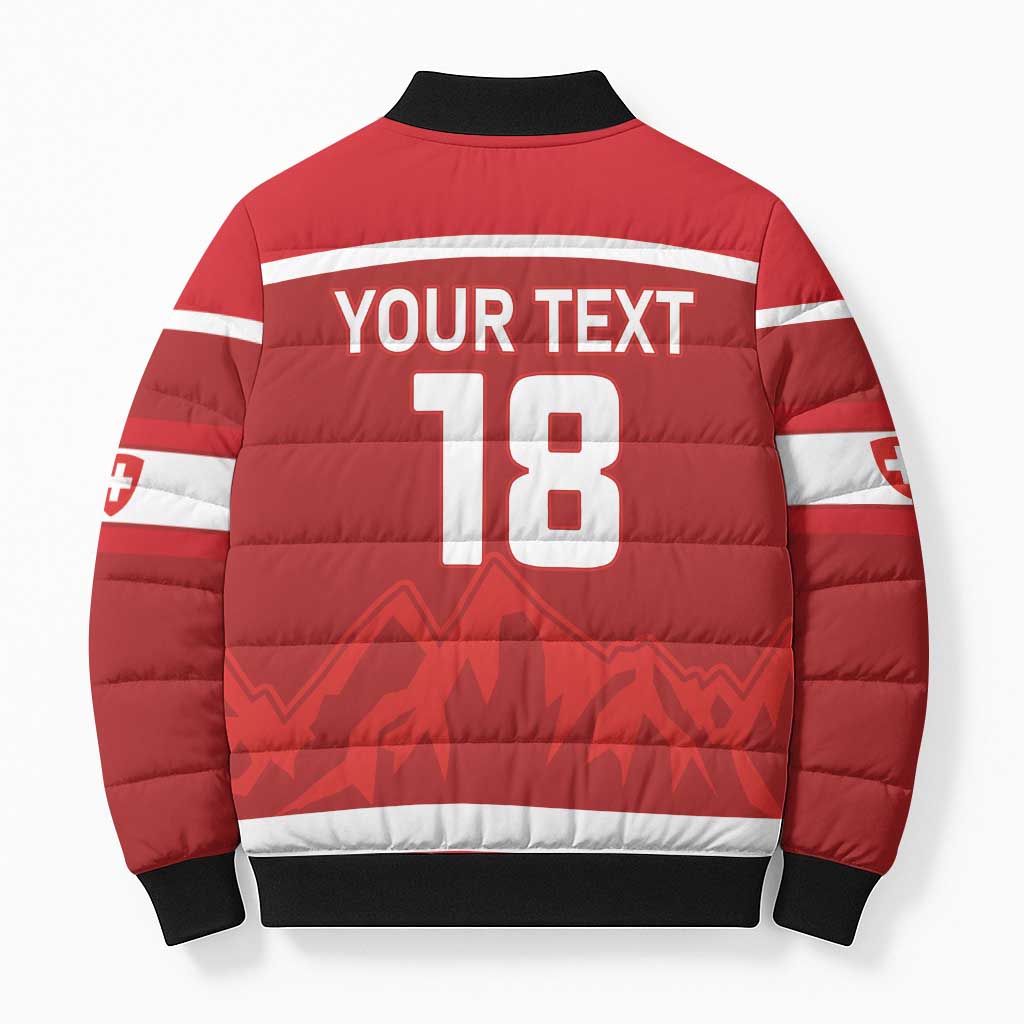 Custom Switzerland Ice Hockey Bomber Puffer Jacket La Nati World Glory