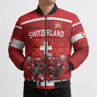 Custom Switzerland Ice Hockey Bomber Puffer Jacket La Nati World Glory