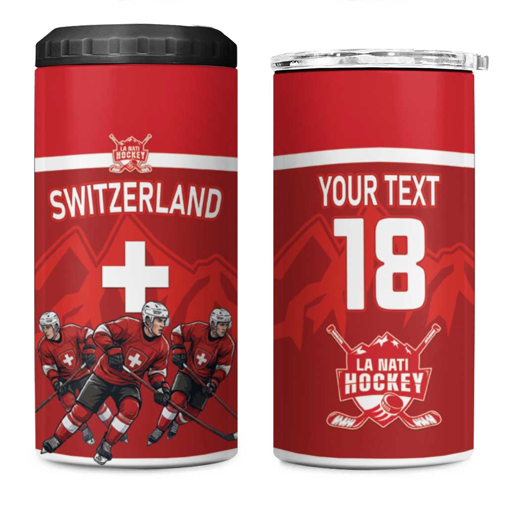 Custom Switzerland Ice Hockey 4 in 1 Can Cooler Tumbler La Nati World Glory