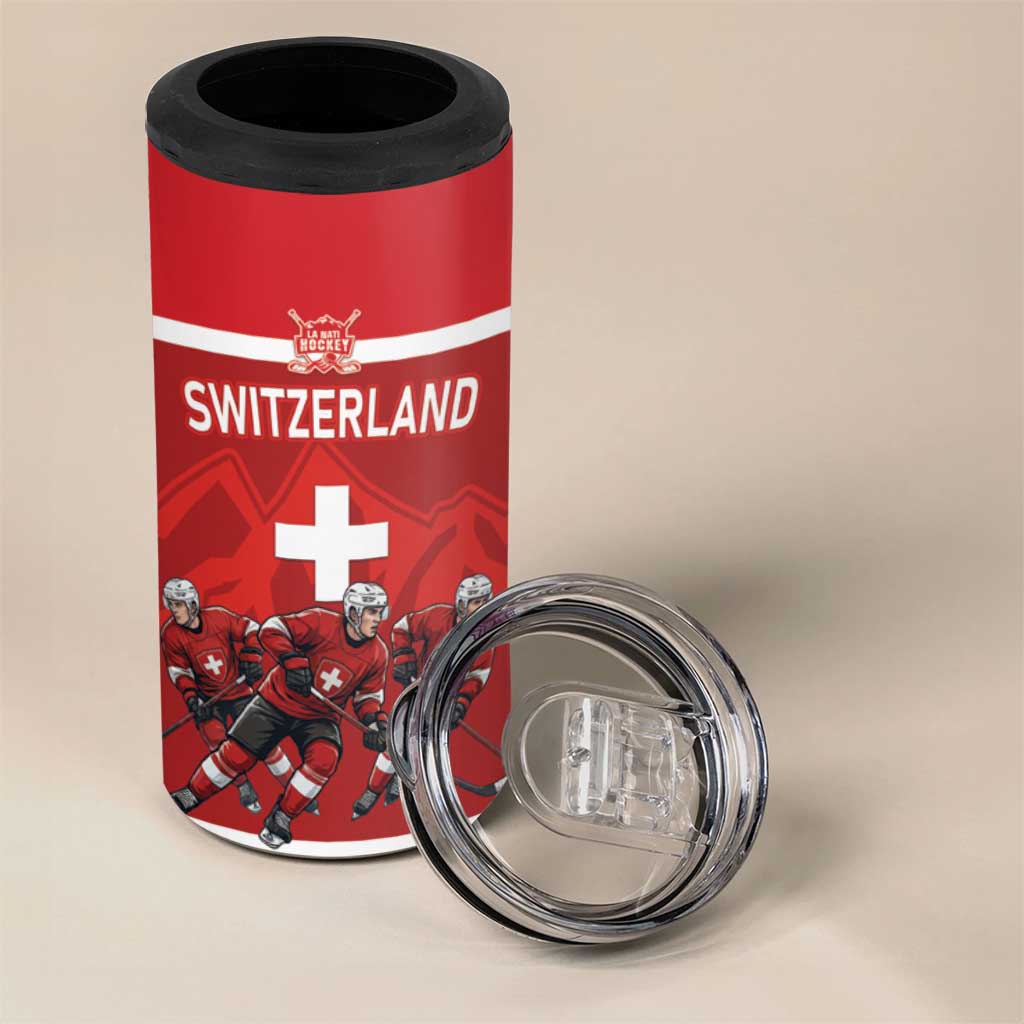 Custom Switzerland Ice Hockey 4 in 1 Can Cooler Tumbler La Nati World Glory