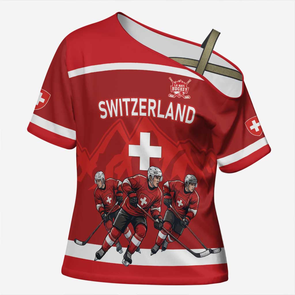 Custom Switzerland Ice Hockey Cross Shoulder Shirt La Nati World Glory